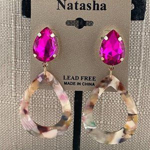 Natasha Women Earrings Purple Faux Stone Fashion Ear Jewelry New